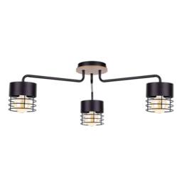 Netlighting Casa Multi Arm Semi Flush Ceiling Light Black Wood 70cm 3x E27