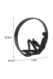 Living and Home Metal Statue Reading Men in Circle Desktop Ornament Figurines in Black - thumbnail 6