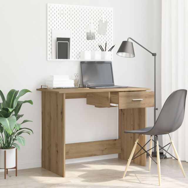 Berkfield Home Desk with Drawer with Storage Artisan oak 100 x 50 x 76 cm Engineered wood in Brown - image 1