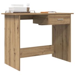 Berkfield Home Desk with Drawer with Storage Artisan oak 100 x 50 x 76 cm Engineered wood in Brown - thumbnail 3