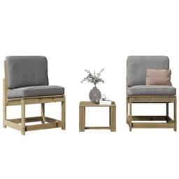 Berkfield Home 3 Piece Garden Lounge Set Impregnated Wood Pine in Brown - thumbnail 2