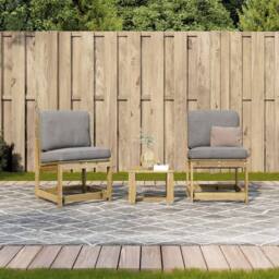 Berkfield Home 3 Piece Garden Lounge Set Impregnated Wood Pine in Brown - thumbnail 3