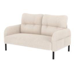HomeTouch Modern 2-Seater Double Sofa with Side Pockets & Armrests Upholstered Loveseat in Beige - thumbnail 9