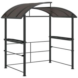 OUTSUNNY Outdoor Grill BBQ Gazebo 2 Shelves & Poles for Hanging Tools Great Ventilation in Dark Grey - thumbnail 2