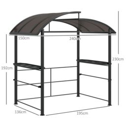 OUTSUNNY Outdoor Grill BBQ Gazebo 2 Shelves & Poles for Hanging Tools Great Ventilation in Dark Grey - thumbnail 3
