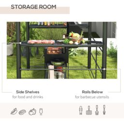 OUTSUNNY Outdoor Grill BBQ Gazebo 2 Shelves & Poles for Hanging Tools Great Ventilation in Dark Grey - thumbnail 6