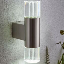 Loops IP44 Accent Outdoor LED Light Steel Double Glass Up Down Wall Lamp Porch Garden in Metallics - thumbnail 5