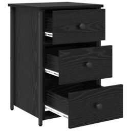 Berkfield Home Black Oak Nightstand Black Oak MDF, Metal Compact - thumbnail 5