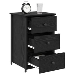 Berkfield Home Black Oak Nightstand Black Oak MDF, Metal Compact - thumbnail 3