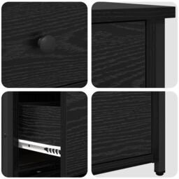 Berkfield Home Black Oak Nightstand Black Oak MDF, Metal Compact - thumbnail 9
