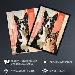 "Artery8 Wall Art Print Collie Pair Dog Portrait Watercolour Painting Poster Picture - Size: W18"" x H24""" - thumbnail 2