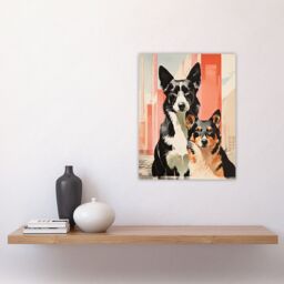 "Artery8 Wall Art Print Collie Pair Dog Portrait Watercolour Painting Poster Picture - Size: W18"" x H24""" - thumbnail 4
