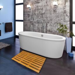 MANTRARAJ Non-Slip Bath Mat Bathroom Duckboard Bamboo Shower Mat in Brown - thumbnail 2