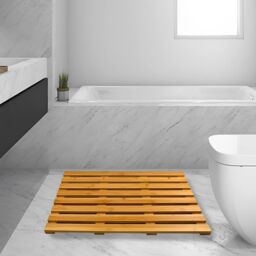 MANTRARAJ Non-Slip Bath Mat Bathroom Duckboard Bamboo Shower Mat in Brown - thumbnail 6