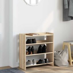 Berkfield Home Shoe Rack Sonoma Oak 60x25x62 cm Engineered Wood in Brown - Size: 60 x 25 x 62 cm - thumbnail 3