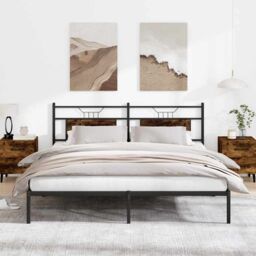 Berkfield Home Bed Frame without Mattress Smoked Oak 183x213 cm Engineered Wood in Brown - thumbnail 1