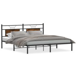 Berkfield Home Bed Frame without Mattress Smoked Oak 183x213 cm Engineered Wood in Brown - thumbnail 2