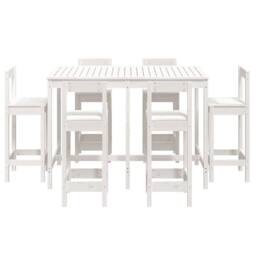Berkfield Home Beautiful 7 Piece Garden Bar Set White Solid Wood Pine - thumbnail 4