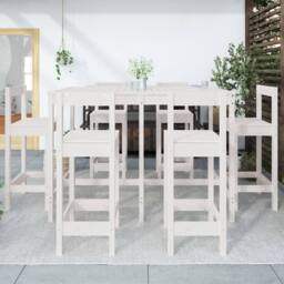 Berkfield Home Beautiful 7 Piece Garden Bar Set White Solid Wood Pine - thumbnail 1