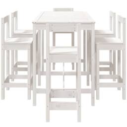 Berkfield Home Beautiful 7 Piece Garden Bar Set White Solid Wood Pine - thumbnail 5