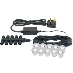 Loops IP67 Decking Plinth Light Kit 10x 0.45W Daylight White Round Lamps Outdoor Rated