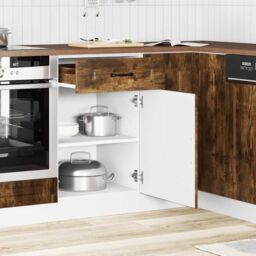 Berkfield Home Kitchen Base Cabinet Kalmar Smoked Oak Engineered Wood in Brown - thumbnail 3