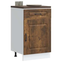Berkfield Home Kitchen Base Cabinet Kalmar Smoked Oak Engineered Wood in Brown - thumbnail 1