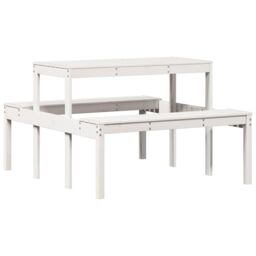 Berkfield Home Picnic Table White 110x134x75 cm Solid Wood Pine - Size: 110 x 134 x 75 cm - thumbnail 6