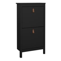 Furniture To Go Barcelona Shoe Cabinet 2 Flip Down Doors in Black