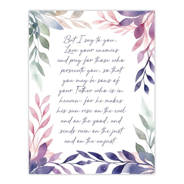"Artery8 Wall Art Print Love Your Enemies Violet Sermon on the Mount Jesus Bible Poster in Purple - Size: W24"" x H32""" - image 1