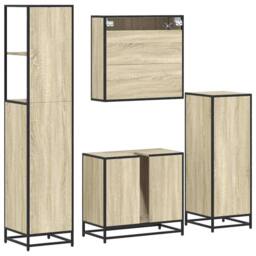 Berkfield Home 4¬†Piece Bathroom Furniture Set¬†Sonoma Oak Engineered Wood in Light Tan - thumbnail 8