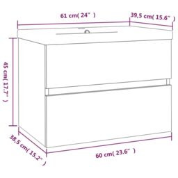 Berkfield Home Sink Cabinet with Built-in Basin Smoked Oak Engineered Wood in Brown - thumbnail 6