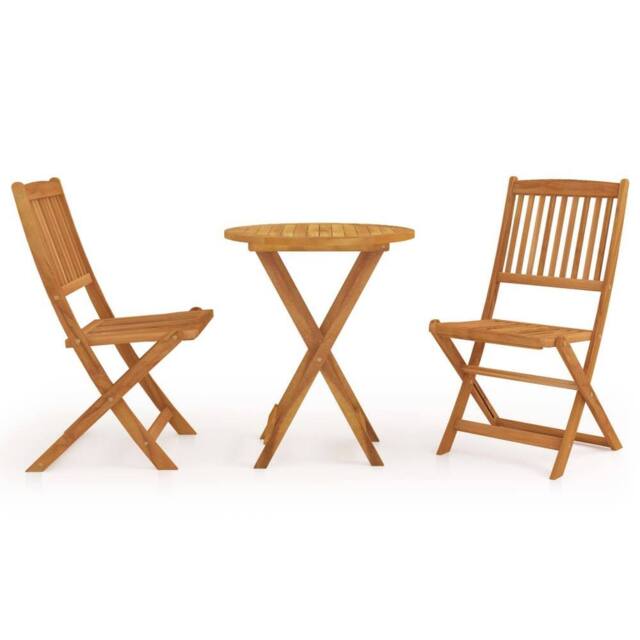 Berkfield Home 3 Piece Folding Garden Dining Set Solid Acacia Wood in Brown - image 1