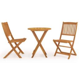 Berkfield Home 3 Piece Folding Garden Dining Set Solid Acacia Wood in Brown - thumbnail 1