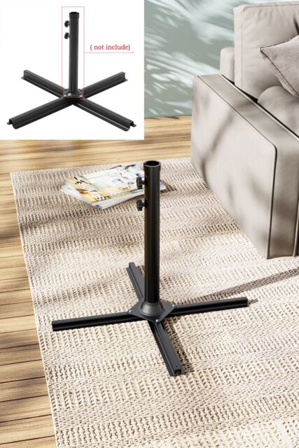 H&O Direct Silvia Cross Steel Garden Parasol Base Free Standing Umbrella Base in Black - image 1