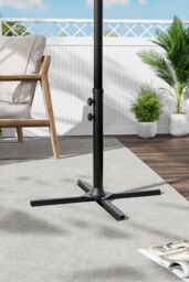 H&O Direct Silvia Cross Steel Garden Parasol Base Free Standing Umbrella Base in Black - thumbnail 2