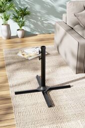 H&O Direct Silvia Cross Steel Garden Parasol Base Free Standing Umbrella Base in Black - thumbnail 3
