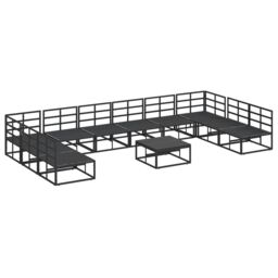 Berkfield Home Garden Sofa Set 11 pcs Black 70 x 70 x 32 cm Aluminium - thumbnail 6