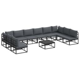 Berkfield Home Garden Sofa Set 11 pcs Black 70 x 70 x 32 cm Aluminium - thumbnail 2