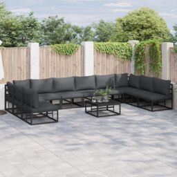Berkfield Home Garden Sofa Set 11 pcs Black 70 x 70 x 32 cm Aluminium - thumbnail 1