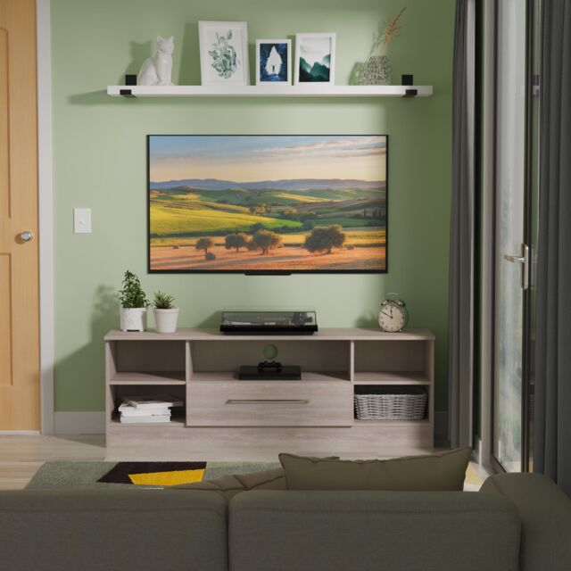 Ready Assembled 2 U Gloucester Wide 1 Drawer TV & Media Unit (Ready Assembled) in Light Grey - image 1
