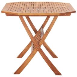 Berkfield Home Folding Garden Table 135x85x75 cm Solid Acacia Wood in Brown - Size: 135 x 85 x 75 cm - thumbnail 3