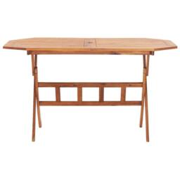 Berkfield Home Folding Garden Table 135x85x75 cm Solid Acacia Wood in Brown - Size: 135 x 85 x 75 cm - thumbnail 2