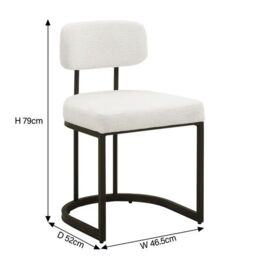 Modish Furnishing Rhea Set Of 2 White Chenille Fabric Dining Chair with Handle On Black Frame - thumbnail 5