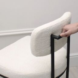 Modish Furnishing Rhea Set Of 2 White Chenille Fabric Dining Chair with Handle On Black Frame - thumbnail 6