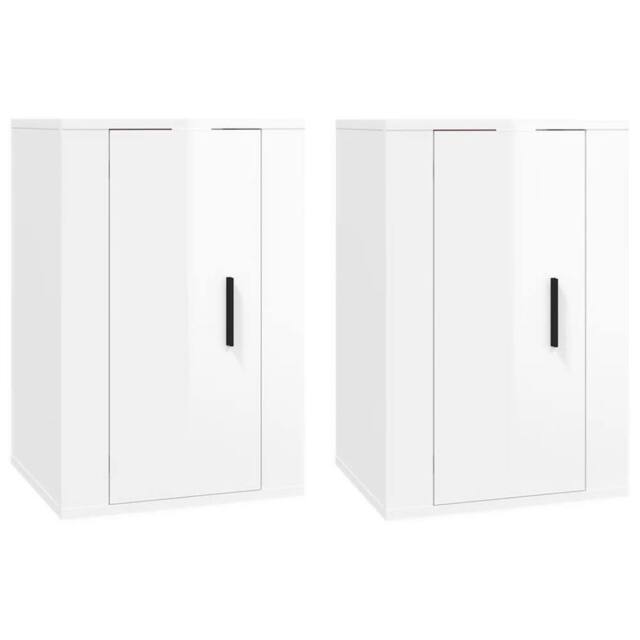 Berkfield Home Wall Mounted TV Cabinets 2 pcs High Gloss White 40x34.5x60 cm - image 1