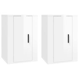 Berkfield Home Wall Mounted TV Cabinets 2 pcs High Gloss White 40x34.5x60 cm - thumbnail 1
