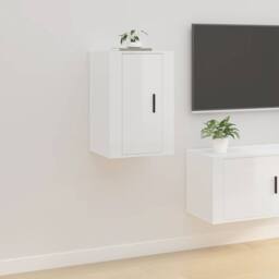 Berkfield Home Wall Mounted TV Cabinets 2 pcs High Gloss White 40x34.5x60 cm - thumbnail 4