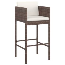 Berkfield Home 5 Piece Garden Bar Set with Cushions Poly Rattan Brown - thumbnail 3