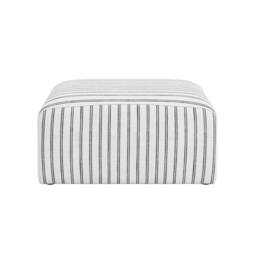 Lemon Pavilion Furniture Ryder Chalk Stripe Pouffe - Woven - L70xW90xH44 cm - White/Black in White - thumbnail 2